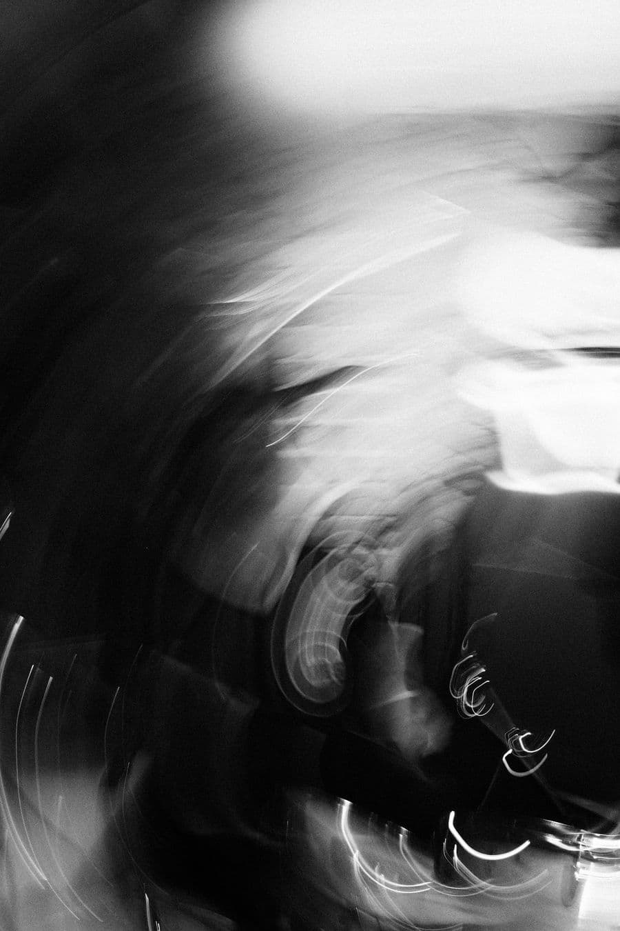 Abstract black and white motion-blur swirl